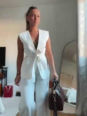 NEW ZARA BELTED VEST ZW COLLECTION 2390/199 White M
